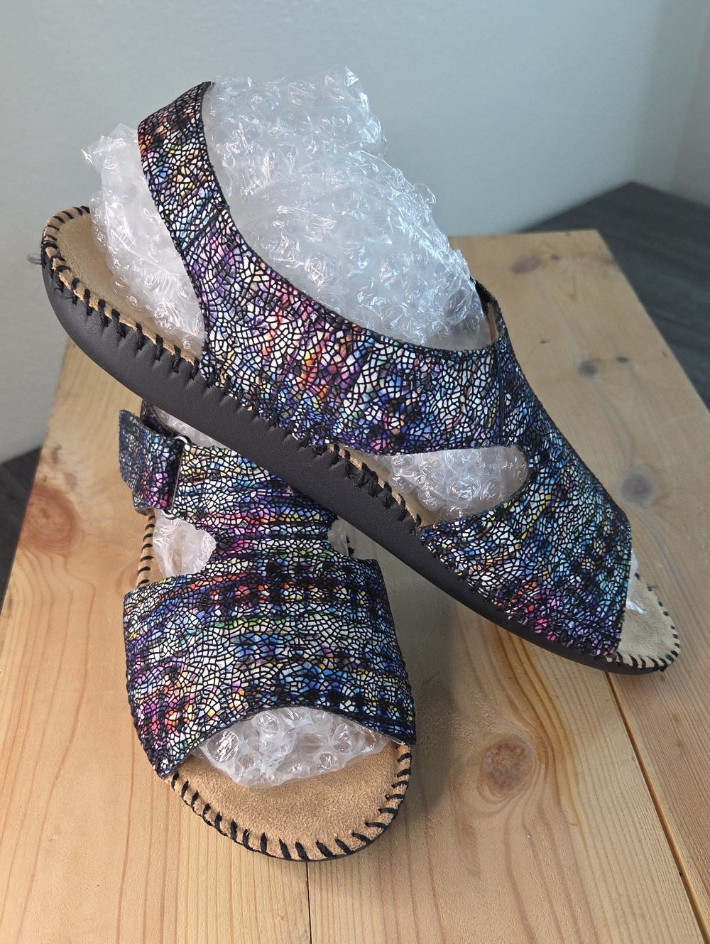 Naturalizer Blue Multicolor Patterned Slingback Sandal Scout 7W Leather EUC